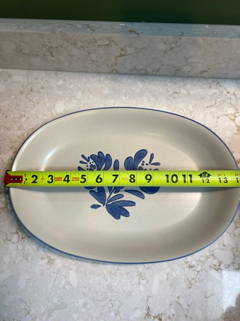 Pfaltzgraff Blue Floral Cream Oval Serving Platter
